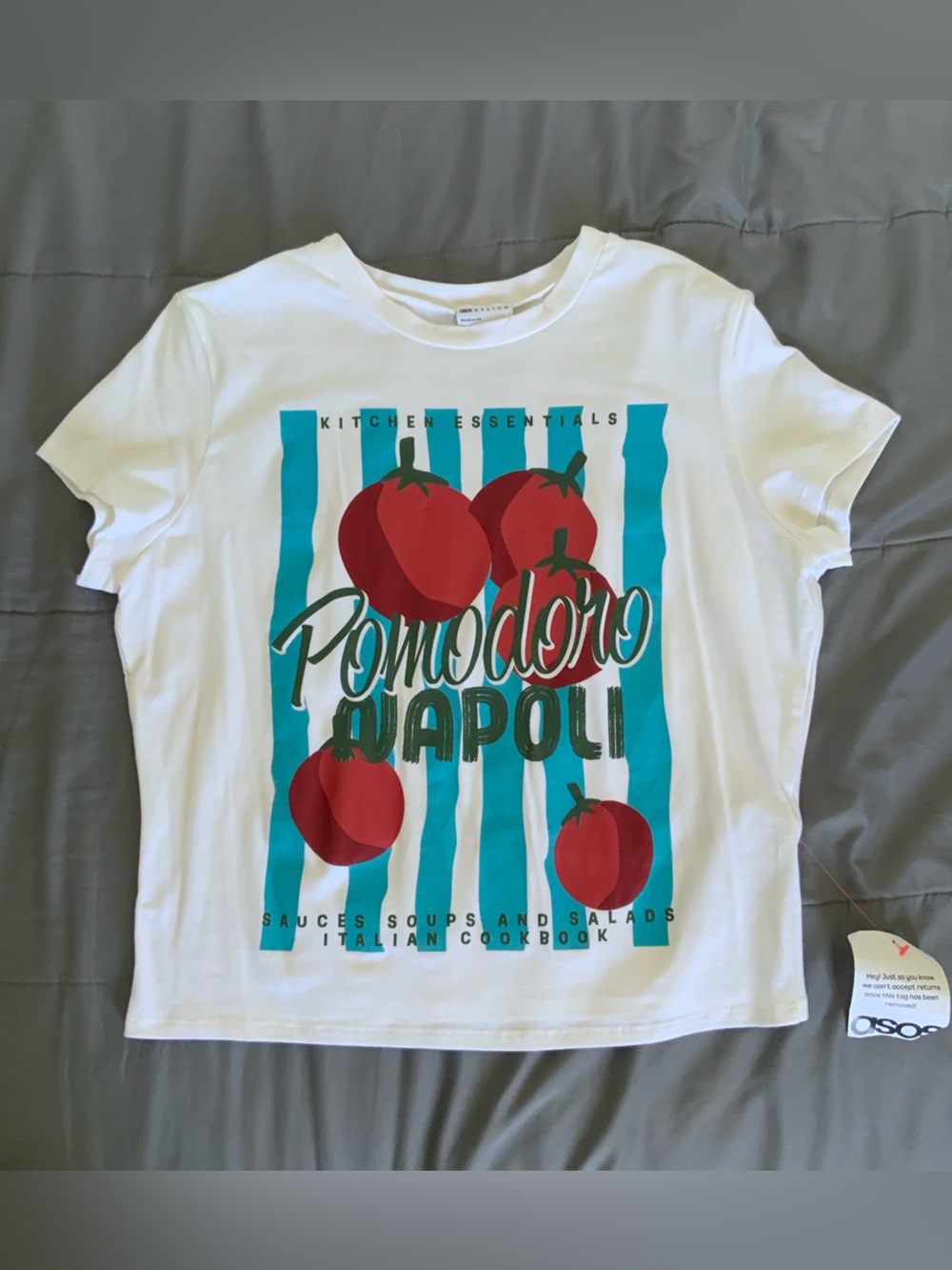 ASOS DESIGN Tomato Graphic White Baby Tee - Picture 3 of 8